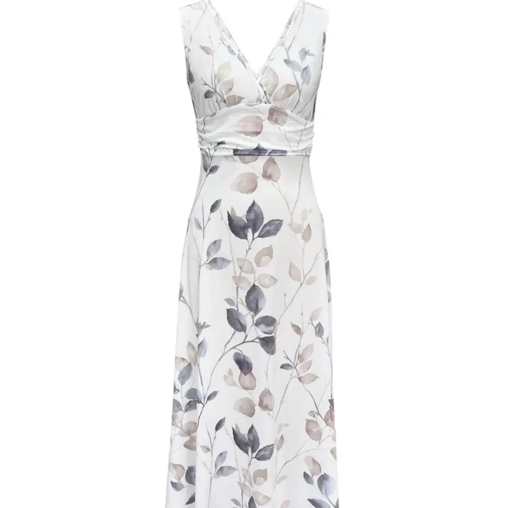 White and Blue Sleeveless Halter Maxi Dress - Picture 2 of 5
